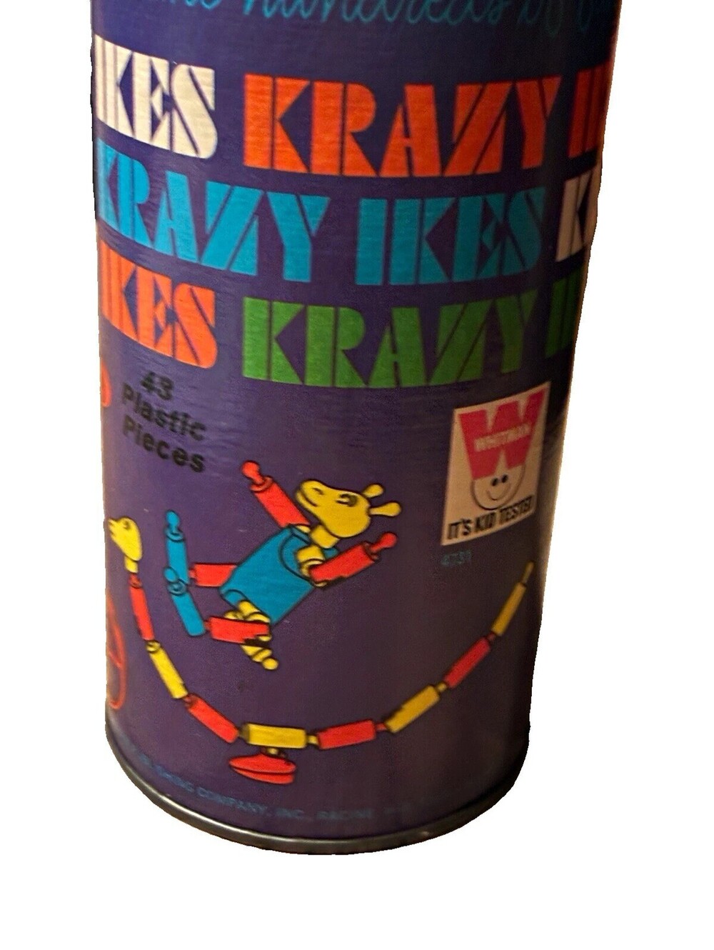 Western Publishing Krazy Ikes #8 43pc Plastic Blocks Canister+Instructions 4591